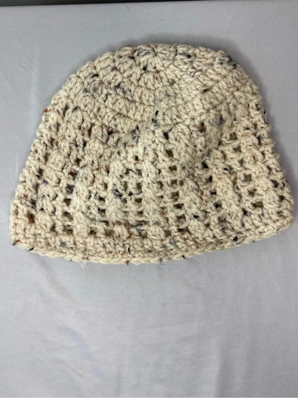 Handmade Cream Speckled Crochet Beanie - Women Accessories